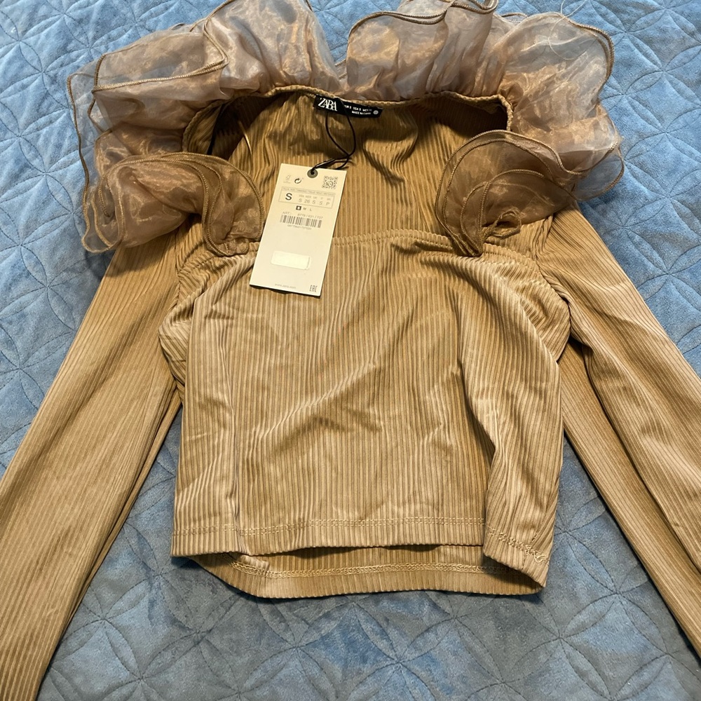 Zara blouse with chiffon detail!